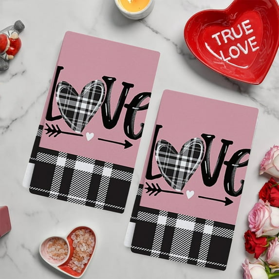 ChicYu 23.6x15.7in Valentine's Day Hand Towels Dish Towels Soft Absorbent Washable Durable for Kitchen Bathroom Home Daily Use