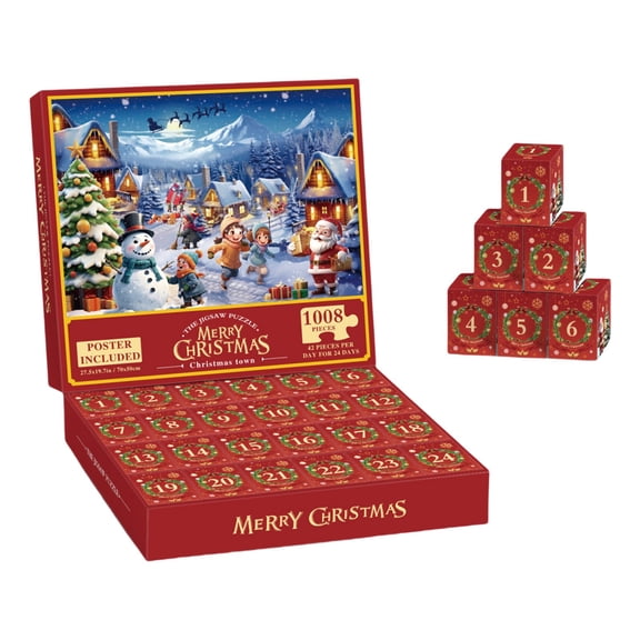 ChicYu 24 Panel Edition Countdown Christmas Puzzle 1008 Pcs Adult Educational Toy Gift for Holiday Entertainment Promoting Cognitives Skills and Relaxation