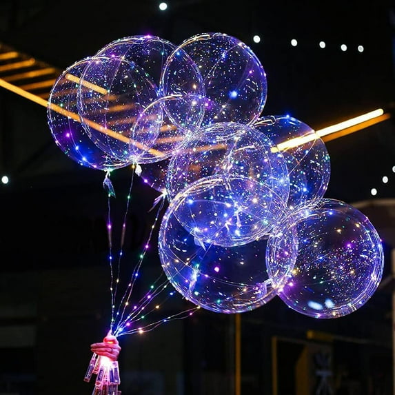 ChicYu 24in Light-Up Bobo Balloons Colorful Helium Floatable Glow Balloons Reusable Party Decorations for Bachelorette Birthday Single Party Supplies