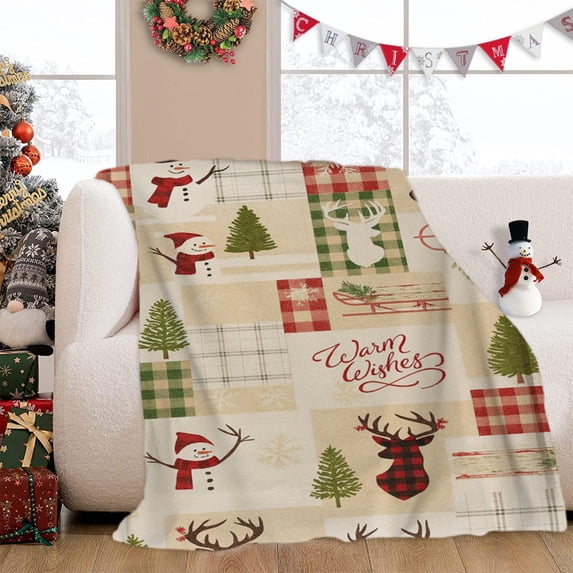 ChicYu 27.5x39.3in Christmas Soft Blanket Suitable for Sofa Bed Chair Christmas Decor Warm Comfortable Washable for Holiday Use