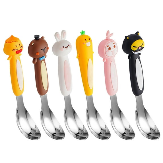 ChicYu 316 Stainless Steel Childrens Spoon Household Food Grade Tableware Utensil Kids Safe Eating Spoon Ergonomic Grip Toddler Feeding Implement F