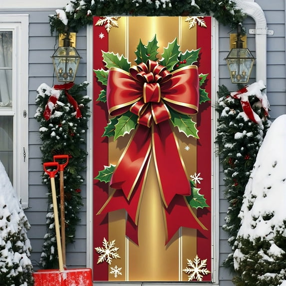 ChicYu 35.43x78.74in Christmas Door Curtain Banner Door Cover Festive Pattern Design for Home Entryway Door Decoration Enhancing Holiday Vibes
