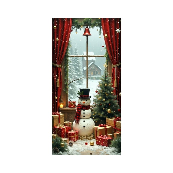 ChicYu 35 X 71 Inch Christmas 3D Visual Door Cover Decoration Holiday Party Atmosphere Backdrop Cloth Suitable for Christmas Home Decoration