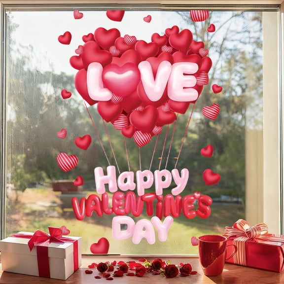 ChicYu 3D Heart Valentine's Day Window Clings Reusable Static Stickers Decorative Decals for Home Window Glass Door Holiday Party Decoration