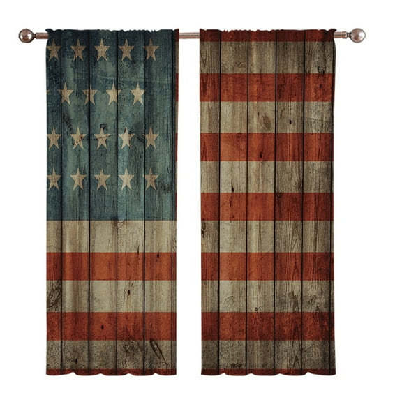 ChicYu 5 Sizes Independence Day Flag Valance Curtain Set,Patriotic Window Tops Treatments for July 4th Kitchen Decor Holiday Display
