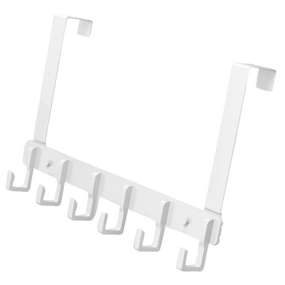 ChicYu 6-Hook Over-Door Organizer,Rust-proof Metal Garment Rack for Robes,Belts,Bathroom Closet Space Optimization Saving Storage Singles Rows Hooks Duty White