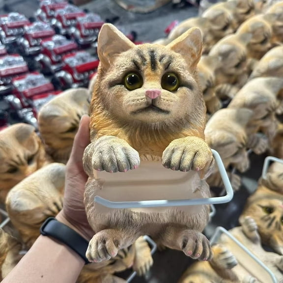 ChicYu 7.9in Small Size Cats Shaped Tissue Holder Cute Cartoon Design Space Saving Easy to Refill Tissue Dispenser for Home Kitchen Bathroom Desk Bedroom Decor