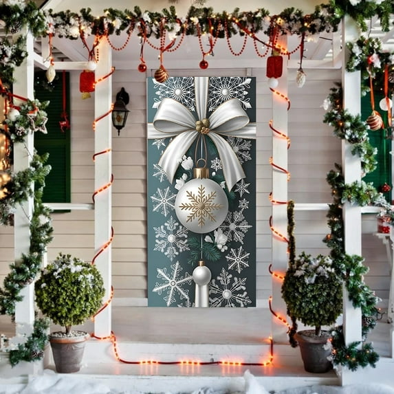 ChicYu 78.74x35.43in Christmas Door Cover Santa Door Banners Holiday Party Decoration Door Hanging Decoration for Covering Doors or Hanging as Decor