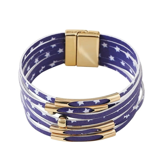 ChicYu Adjustable Holiday Bracelet Set,Beaded Patriotic Wristwear for Festival Accessories Celebration Gift Favors