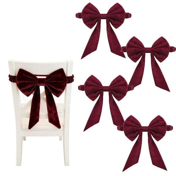 ChicYu Bowknot Chair Back Decorations Festive Holiday Chair Accents Soft Fabric Design Easy to Attach Suitable for Dining Wedding Party Chair Decor