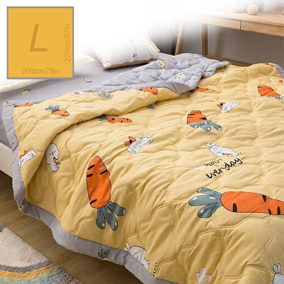 ChicYu Cartoon Printed Summer Quilt, Lightweight Breathable Blanket, Machine Washable Thin Air Conditioner Comforter, 79"x87", Colcha Estampada, Couverture Imprimée
