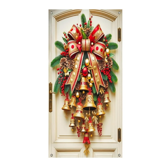 ChicYu Christmas 3D Visual Door Cover Decoration Holiday Party Atmosphere Backdrop Cloth Suitable for Christmas Home Decoration