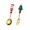 thumbnail image 1 of ChicYu Christmas Celebration Spoon Fork Doll Handle Stainless Utensils Dessert Set Festive Dining Gift Table Accessory Practical A, 1 of 5