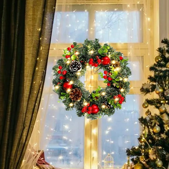 ChicYu Christmas Decorations Artificial Wreath Fake for Home Window Decoration Door Hanger Wreath for Christmas Festive Setup