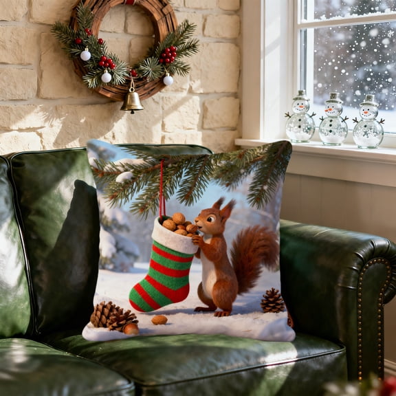 ChicYu Christmas Pillowcover 17.7in Soft Comfortable Fabric Festive Designs for Sofa Bedroom and Holiday Decor Use(Without Pillow Insert)