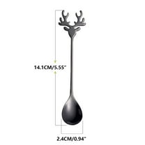 ChicYu Christmas Spoon Gift Set 304 Stainless Reindeer Designs Hot Beverage Dessert Server Cocoa Stirring Utensil Festive Tableware Holiday Entertaining Black