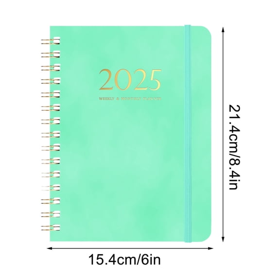 ChicYu Planner, Weekly and Monthly Planner Coil Bound, Calendar Planner Book with Tabs for Office Home School Supplies A5 Taped Notebook Book Green