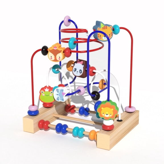 ChicYu 3D Dinosaur Bead Threading Game -Rotating Track Design for Early Childhood Motor Skills Development (2-5 Years) multicoloured