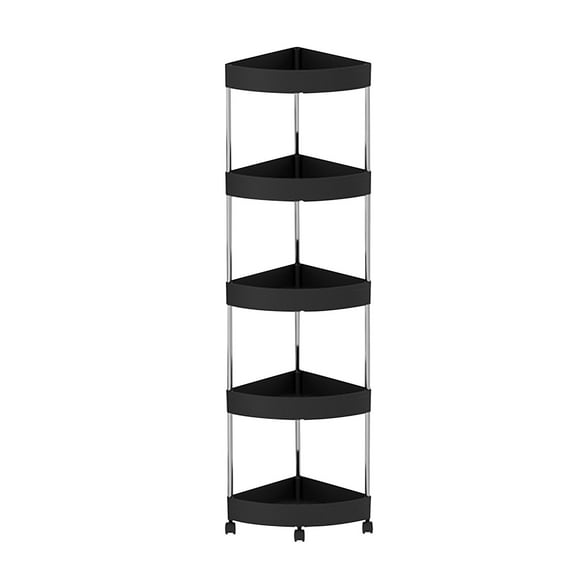 ChicYu 4-Tier Mobile Bathroom Corner Shelf Rolling Shower Organizer with Detachable Trays, Drainage Holes for Wet Environments Floor Shower Tower Shelf Black