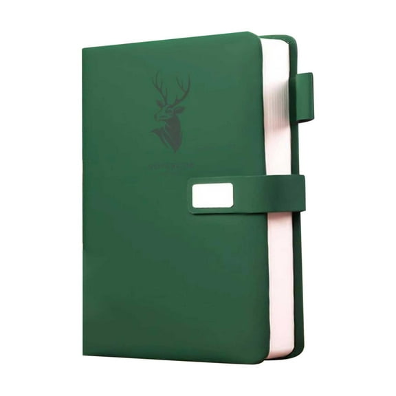 ChicYu A5 Leather Business Notebook Thick Paper Meeting Notes Book, Large Work Diary with Pen Loop & Dividers, Office Notepad for Corporate Gifts Green