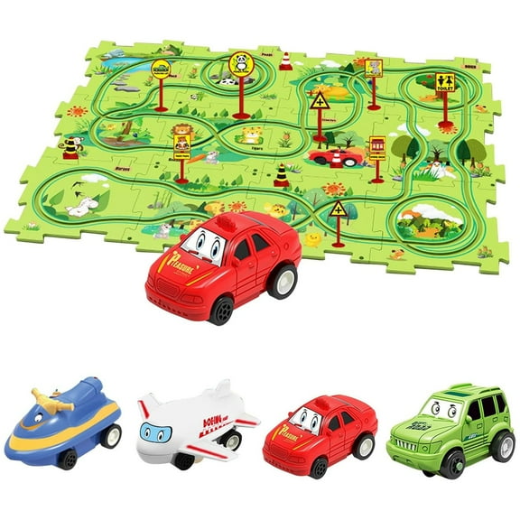 ChicYu DIY Track Building Set 25 Pieces with 3 Modes for Originality Construction Play 5 to 10 Years Old Educational Puzzle Track Car Playset for Kids B