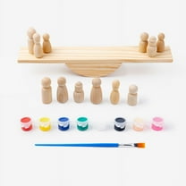 ChicYu Wooden Balances Seesaw Toy 10 Stacking Blocks Non Slip Base Hand Eye Coordination Training 4 Years Old Hand Coordination Practice Block Balances Toy white