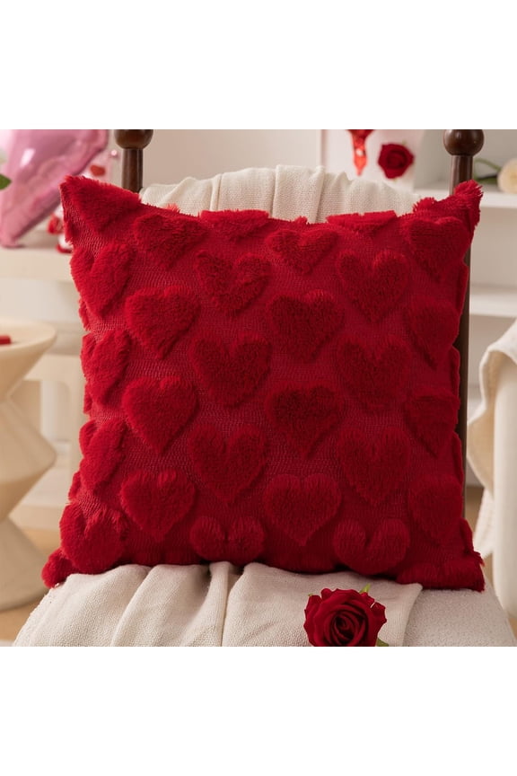 Couple Heart Pillowcovers Decorative Cushion Covers with Red Letter Prints Soft Fabric for Sofa Bedroom Couple's Home Decor