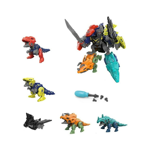 ChicYu DIY Five in One Removable Dinosaur Toy Set for Boys Screw Assembly for Kids Promotes Hand Eye Coordination and Problem Solving Skills
