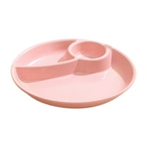 ChicYu Divided Food Tray Household Kitchen Organization Solution Triples Compartment Serving Dishes Snack Plates Disk Utensil Pink
