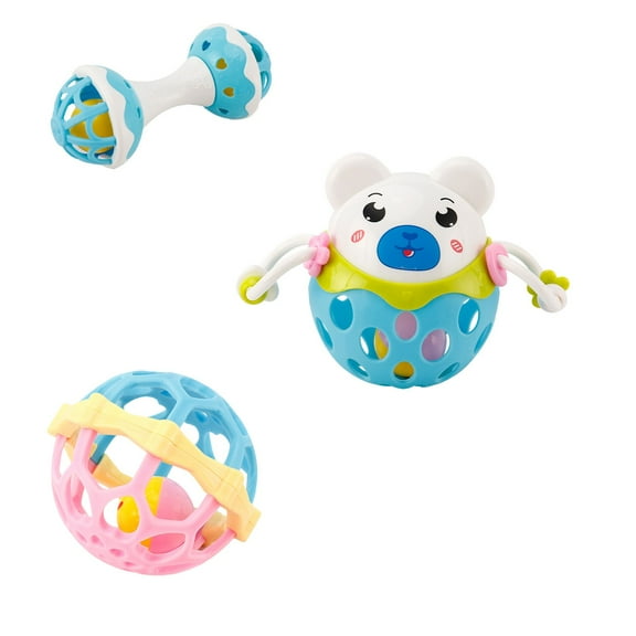 ChicYu Early Learning Rubber Toy Boilable Animals Grip Balls Shaking Bells for Toddler Fitness Sensory Development Play Soft Rubber Animals Toy