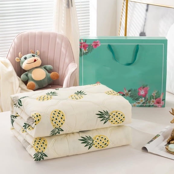 ChicYu Floral Washed Cotton Summer Quilt, Lightweight Breathable Blanket, Machine Washable Thin Comforter, 39"x59", Colcha Lavada Floral, Couverture Lavée Florale