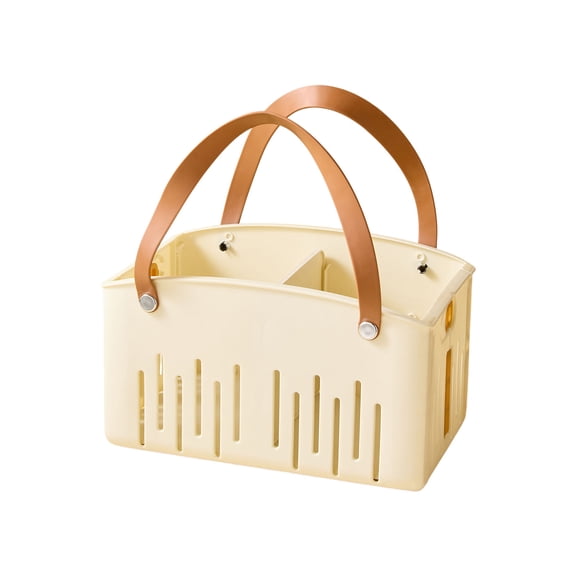 ChicYu Foldable Storage Basket With Handle Bathroom Laundry Organizer Portable Hollow Mesh Basket Household Utility Bin Carrying Toys Clothes Toiletries White