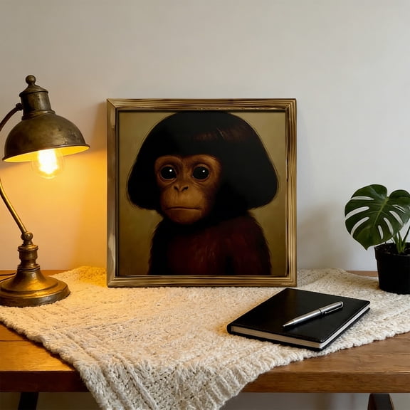 ChicYu Framed Funny Canvas Wall Art Surreal Picture Painting Wall Decor Whimsical Poster Print Artwork for Living Room Bedroom Kitchen Home Decoration