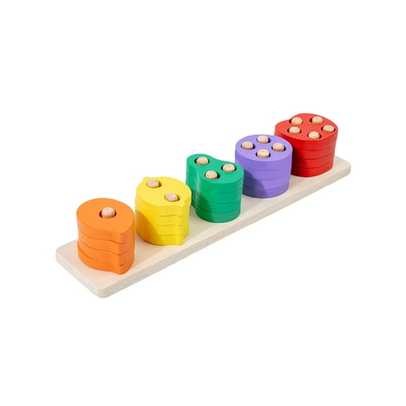 ChicYu Fruit Vegetable Shape Matching Puzzle Early Education Toy Colorful Pillar Design for Kids Promotes Cognitives Development Color