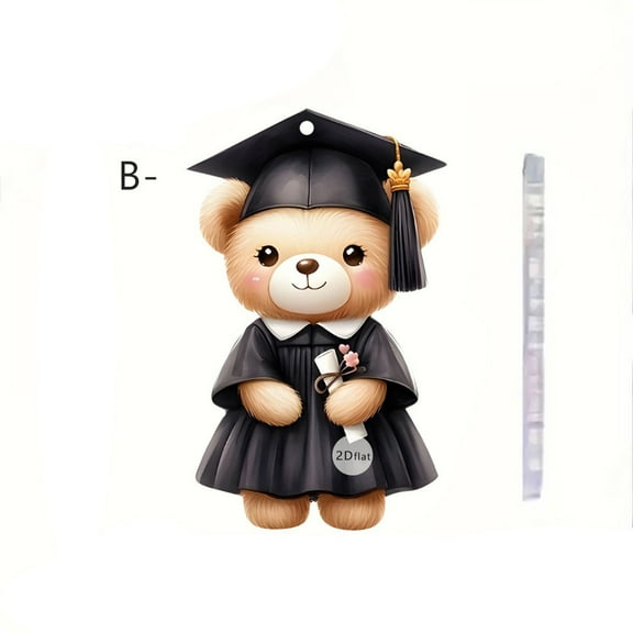 ChicYu Graduation Bear Keychain,2D Flat Car Accessories for Graduates, Classes of Achievement Tokens with Gift Box Message Card