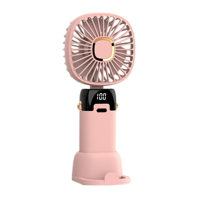 ChicYu Hanging Handheld Fan with Digital Temperature Display Portable 3 Speed Rechargeable Fan for Outdoor,Double Mode Pink