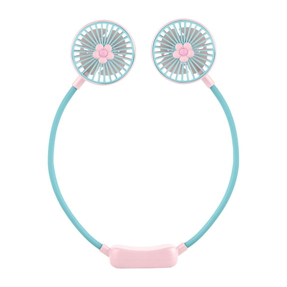 ChicYu Hanging Neck Fan,Cute Design Foldable USB Fan for Camping Hiking, Silent Turbo Coolings 12H Rechargeable Outdoor Necessary Pink