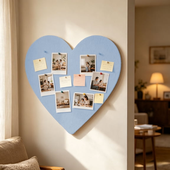 ChicYu Heart Shaped Felt Board Photo Display Pin Board 16 Inch Polyester Wall Decor Memo in Board for Pictures Notes Home Office, Tablero de Fieltro Corazon