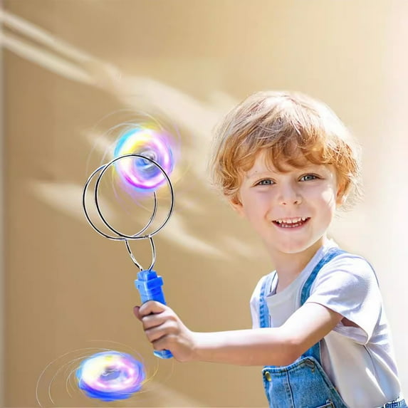 ChicYu Kids Light Up Hand Cranked Magnetic Track Round Spinning Magnetic Colorful Toy for Kids Funny Play(Random Color)