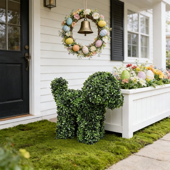 ChicYu Large Artificial Topiary Moss Decoration,Dog Sculpture Artificial Greenery Decor Green Puppy Topiary Garden Statue for Outdoor Indoor Decor