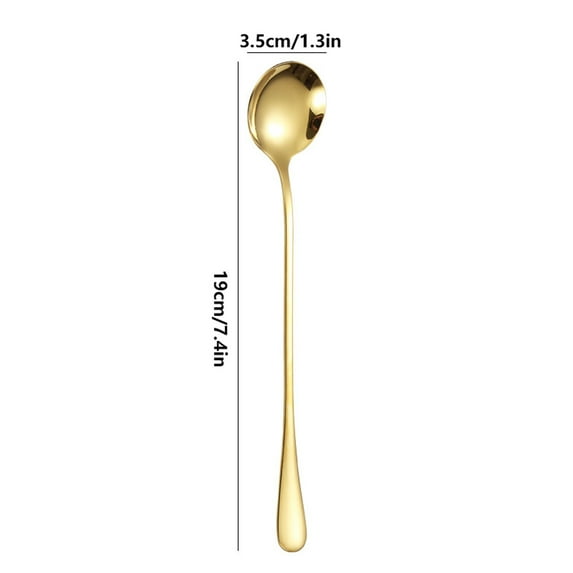 ChicYu Long Handle Stainless Steel Mixing Spoon Coffee Stirrer Ice Cream Serving Utensil Rounded Tip Practical Kitchen Gadget B