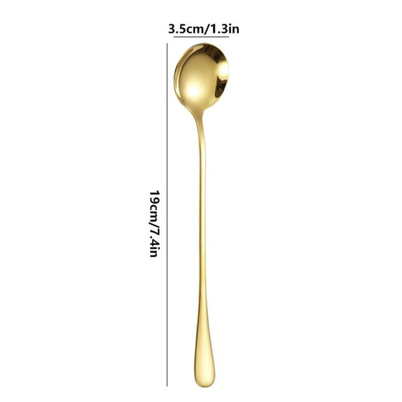 ChicYu Long Handle Stainless Steel Mixing Spoon Coffee Stirrer Ice Cream Serving Utensil Rounded Tip Practical Kitchen Gadget B