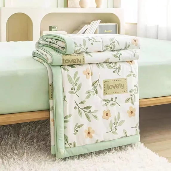 ChicYu Machine Washable Summer Comforter, Breathable Cooling Bed Blanket, Lightweight Printed Quilt for Bedroom Dorm Guest Room, 59"x 79", Colcha Lavable de Verano, Couverture Lavable d'Été