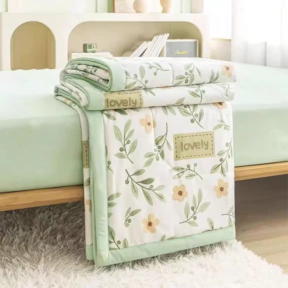 ChicYu Machine Washable Summer Comforter, Breathable Cooling Bed Blanket, Lightweight Printed Quilt for Bedroom Dorm Guest Room, 59"x 79", Colcha Lavable de Verano, Couverture Lavable d'Été