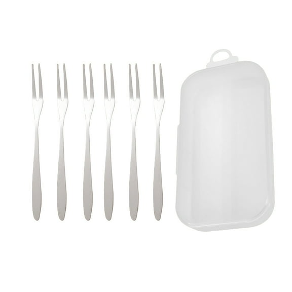 ChicYu Mini Fruit Forks Set Stainless Steel Tableware for Daily Use with Storage Box Portable Snack Dessert Forks for Home Party and Travel