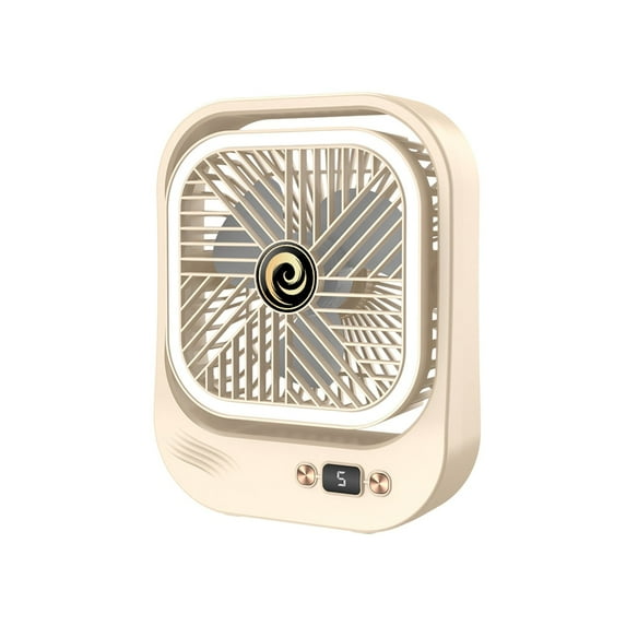 ChicYu Night Light Desk Fan with Wireless Charging Pad,USB Bedside Circulating Fan for Dorm Office, Decorative High-End Coolings Device with Ambient Lighting Beige