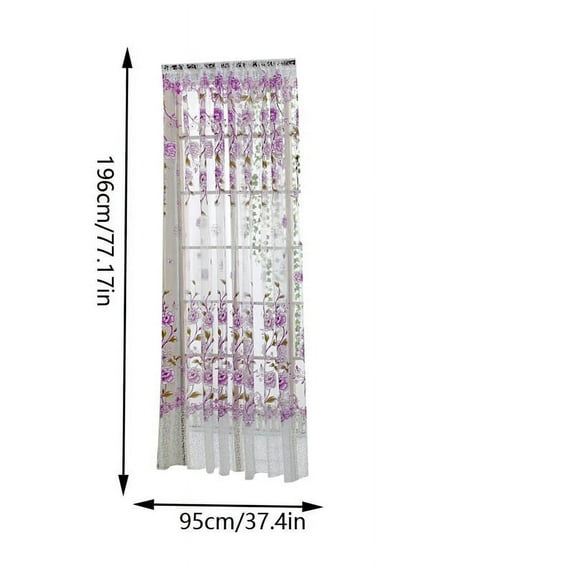 ChicYu Peony Print Sheer Curtain Window Voile Drape Valance Panel Fabric Floral Design Soft Light Filtering Home Decor Vintage Curtains