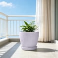 thumbnail image 1 of ChicYu Pot with Saucer Thick Plastic Flower Container Drainage Hole Indoor Outdoor Garden er Ribbed Texture Home Decor Small Greenery Nursery Pot Maceta con Plato, 1 of 6