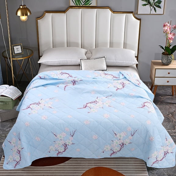 ChicYu Printed Lightweight Summer Quilt Full Size,Air Conditioning Bedding for Guest Rooms,Dorms,Breathable Thin Comforter with Floral Design,Machine Washable Coolings Blanket