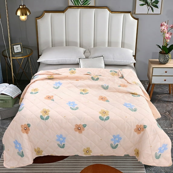 ChicYu Printed Lightweight Summer Quilt Full Size,Air Conditioning Bedding for Guest Rooms,Dorms,Breathable Thin Comforter with Floral Design,Machine Washable Coolings Blanket